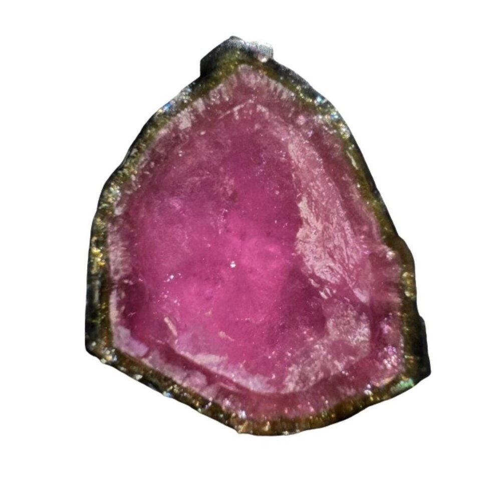 17 cts. Watermelon Tourmaline Natural Crystal Slice - Custom Cabochon #3